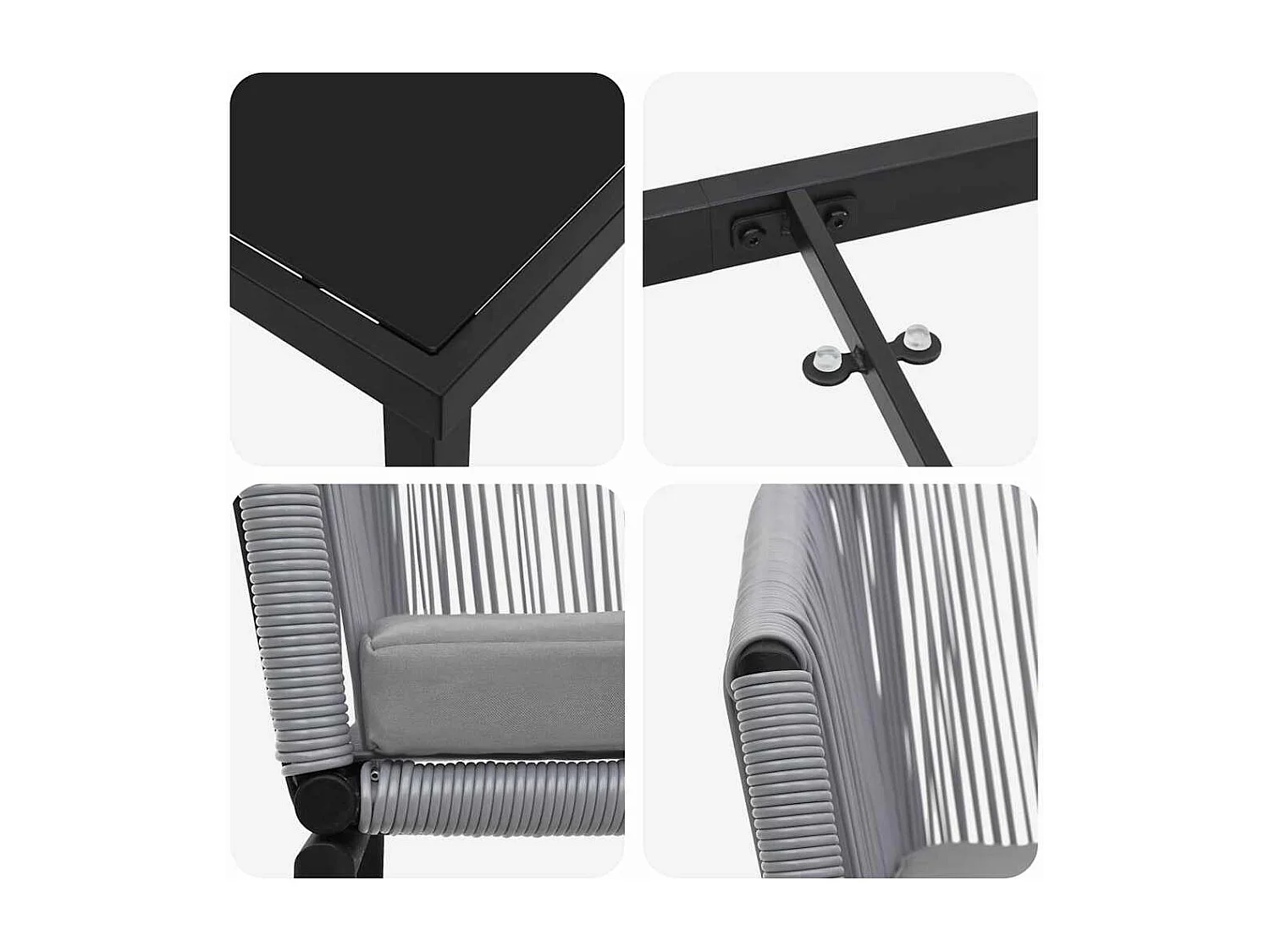 Ensemble de salle à manger de jardin 5 pièces en poly rattan gris