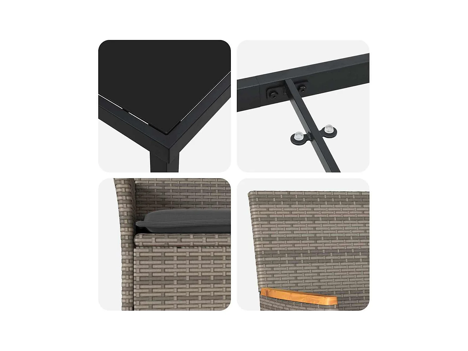 Ensemble de Salle à Manger de Jardin de 7 pièces avec Coussins en Poly Rattan Gris