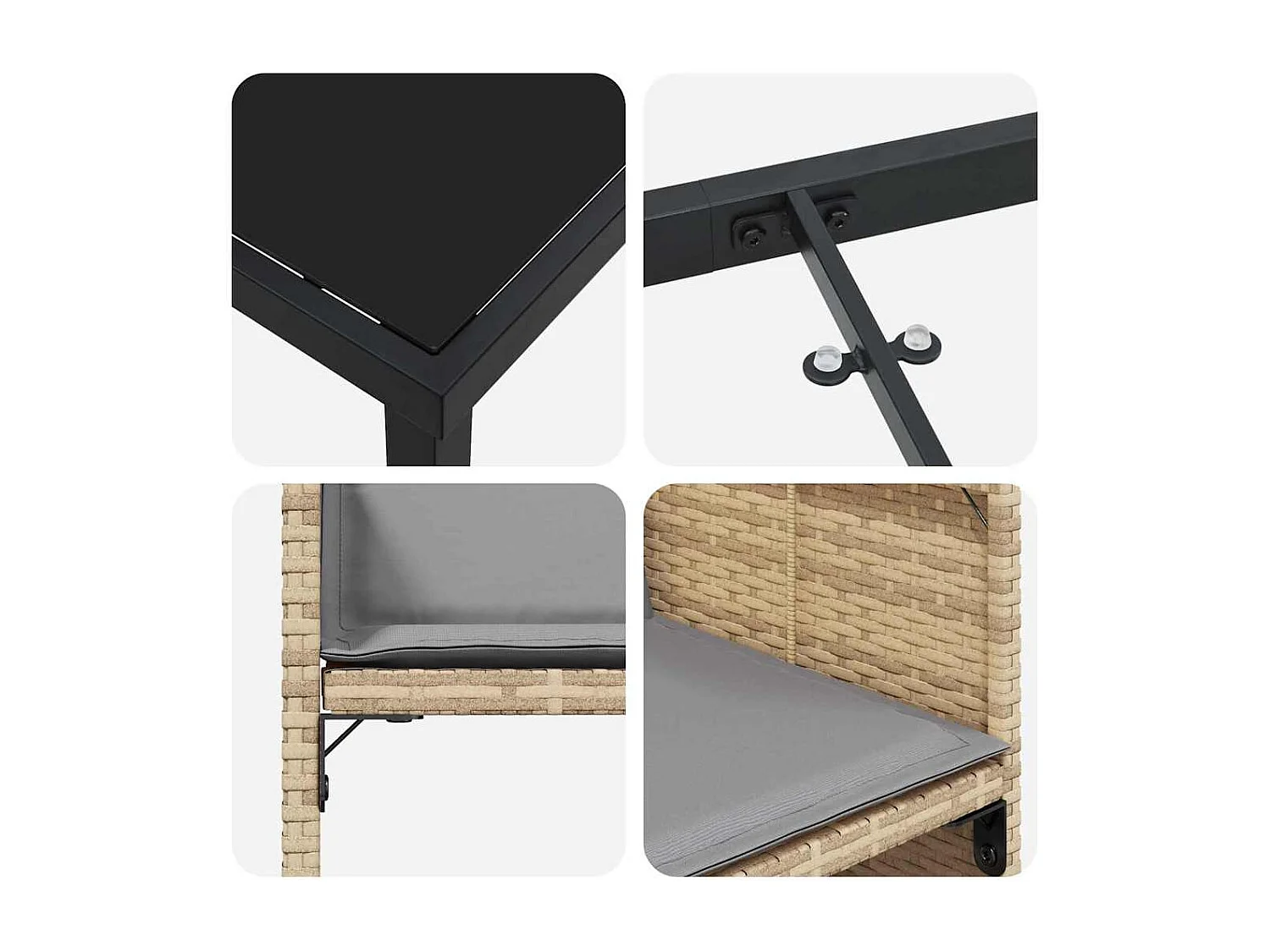 Set di 5 sedie da pranzo da giardino con cuscini in polyrattan beige