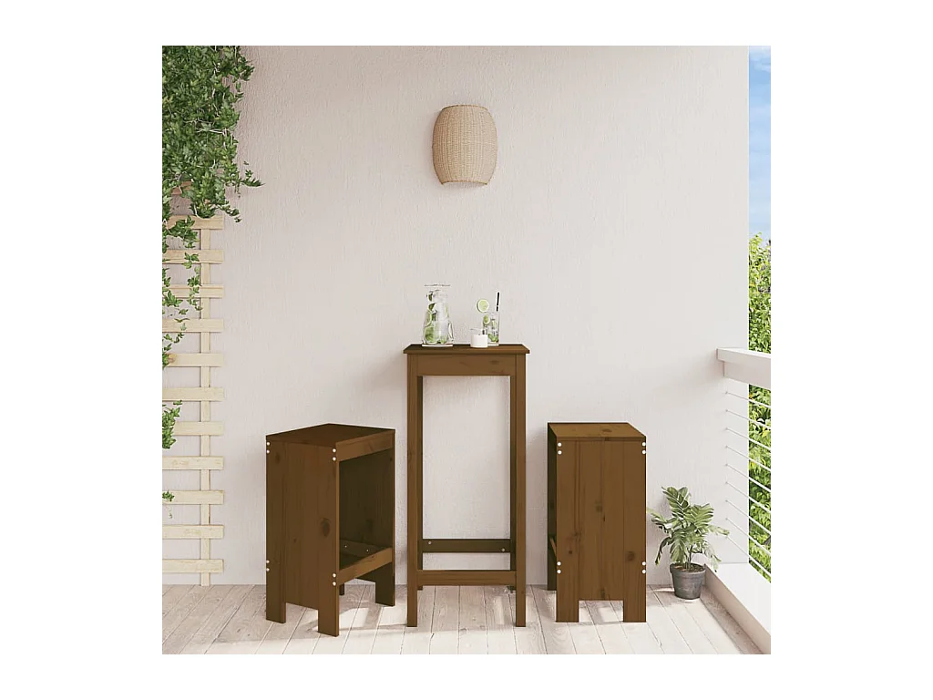 Set di 2 sgabelli, marrone miele, 40x36x75 cm, legno di pino massello