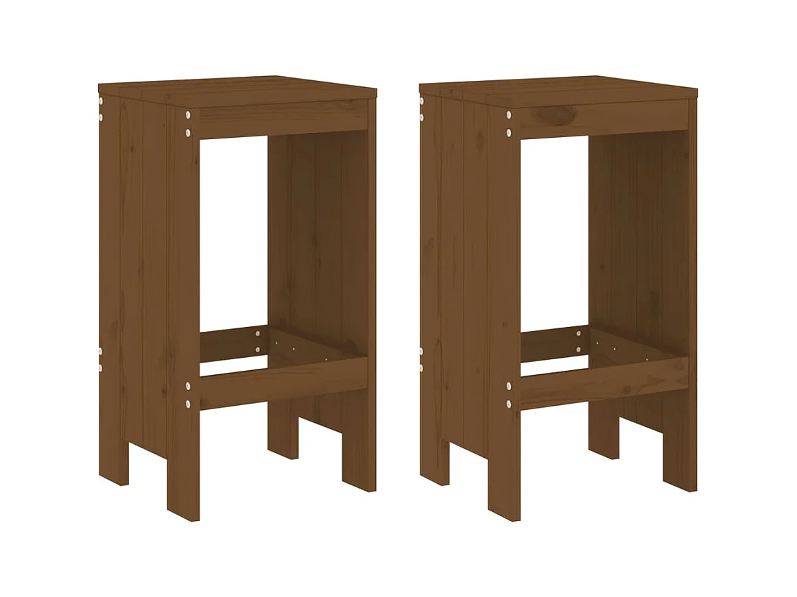 Set di 2 sgabelli, marrone miele, 40x36x75 cm, legno di pino massello