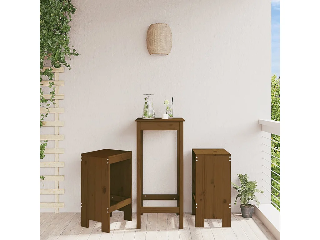 Set van 2 krukken, honingbruin, 40x36x75 cm, massief grenenhout