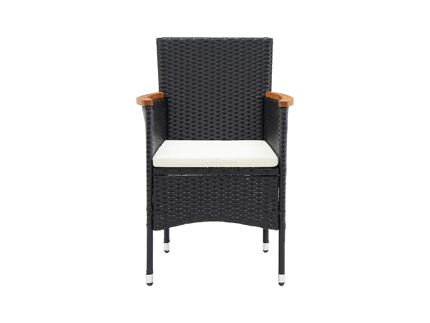 Chaises à manger de jardin lot de 4 Résine tressée Noir