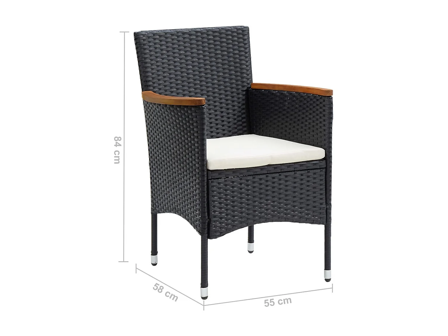 Chaises à manger de jardin lot de 4 Résine tressée Noir