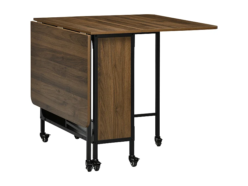 Opklapbare eettafel voor 6 personen, blad met opbergruimte, hout, lichtbruin (130x80x74cm)