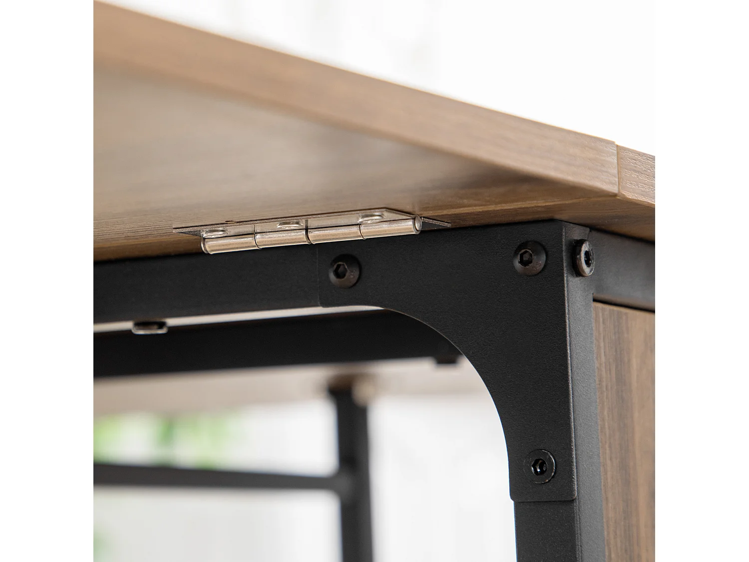 Table à manger pliante mobile pour 6 personnes, plateau avec rangement, bois, marron clair (130x80x74cm)