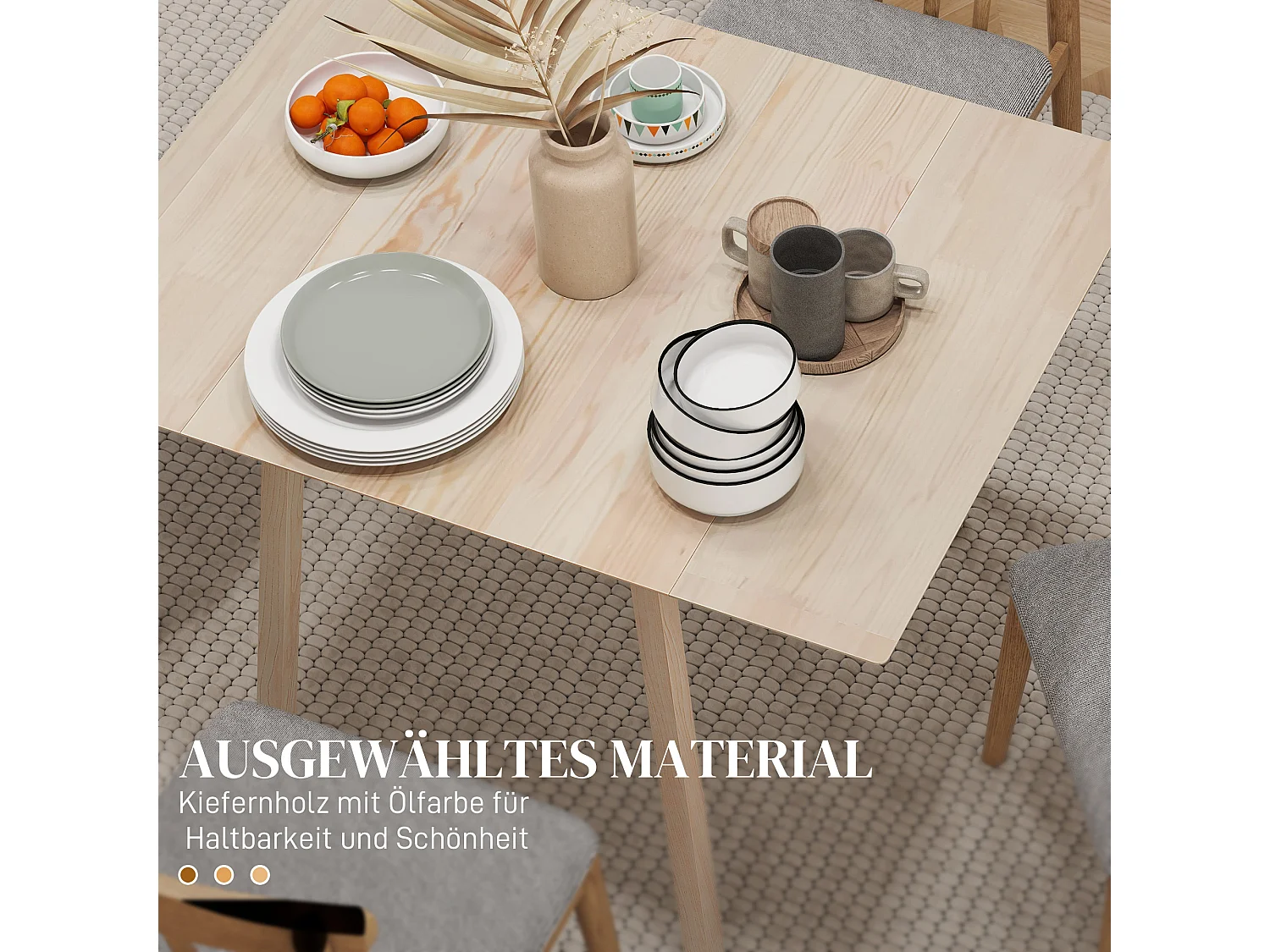 Ausziehbarer Klapptisch aus Naturholz, für 2-4 Personen, kompaktes Design (110x86x75cm)