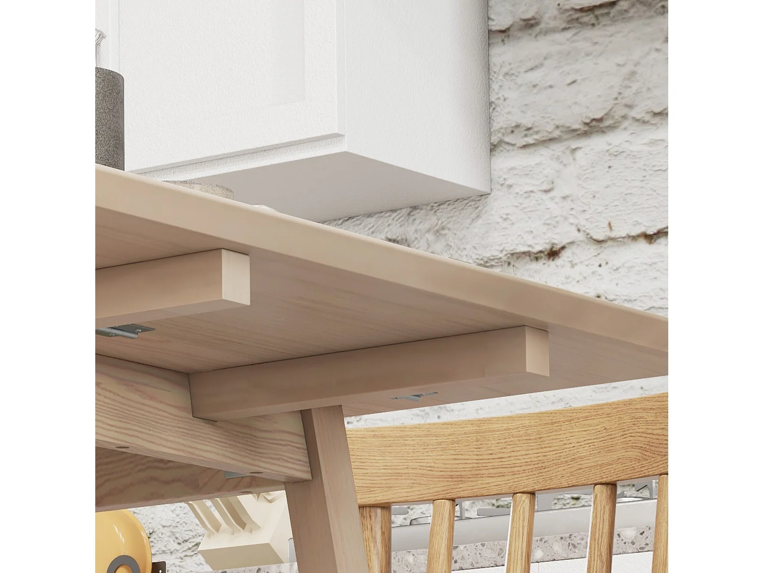 Ausziehbarer Klapptisch aus Naturholz, für 2-4 Personen, kompaktes Design (110x86x75cm)