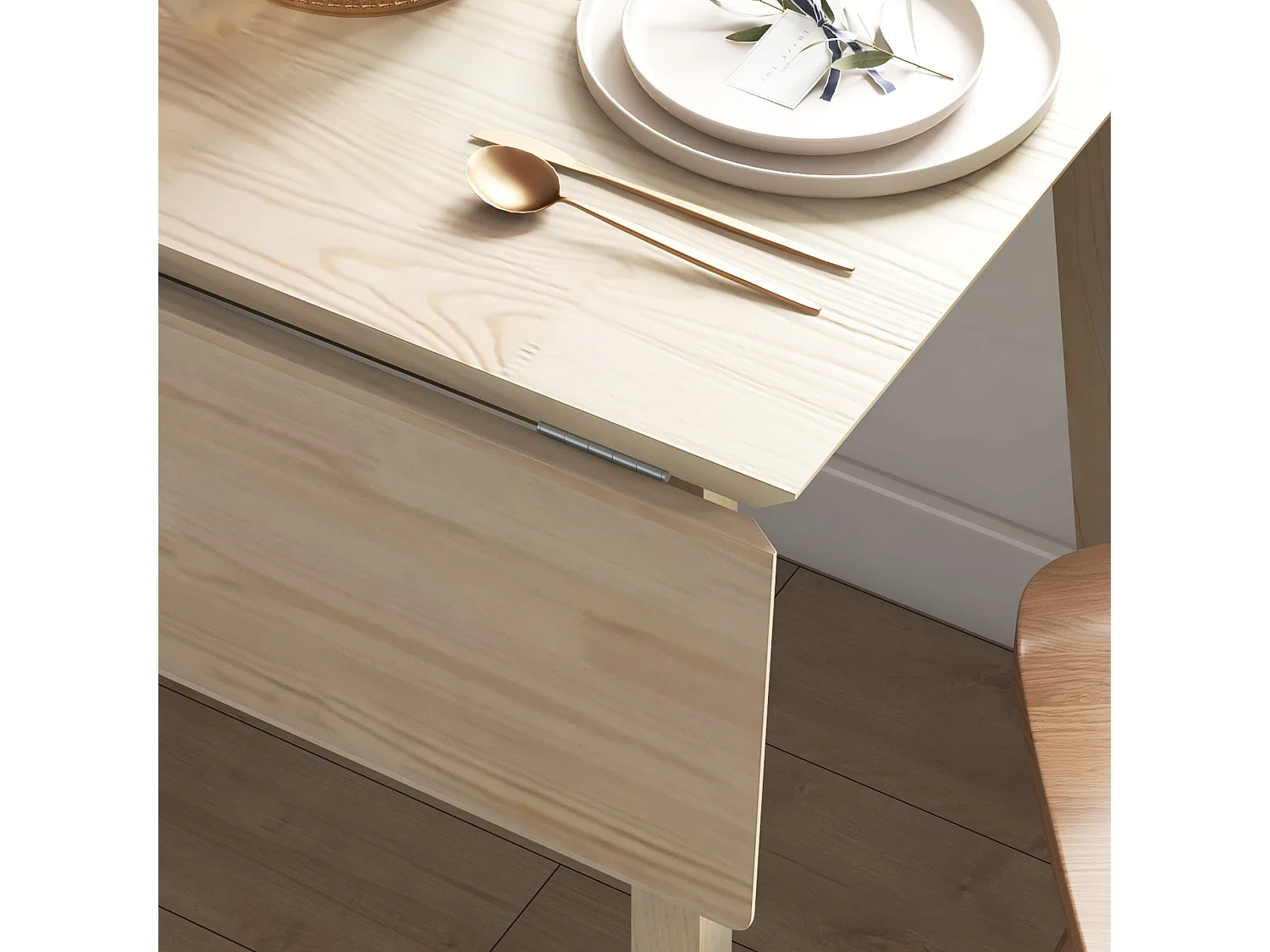 Ausziehbarer Klapptisch aus Naturholz, für 2-4 Personen, kompaktes Design (110x86x75cm)