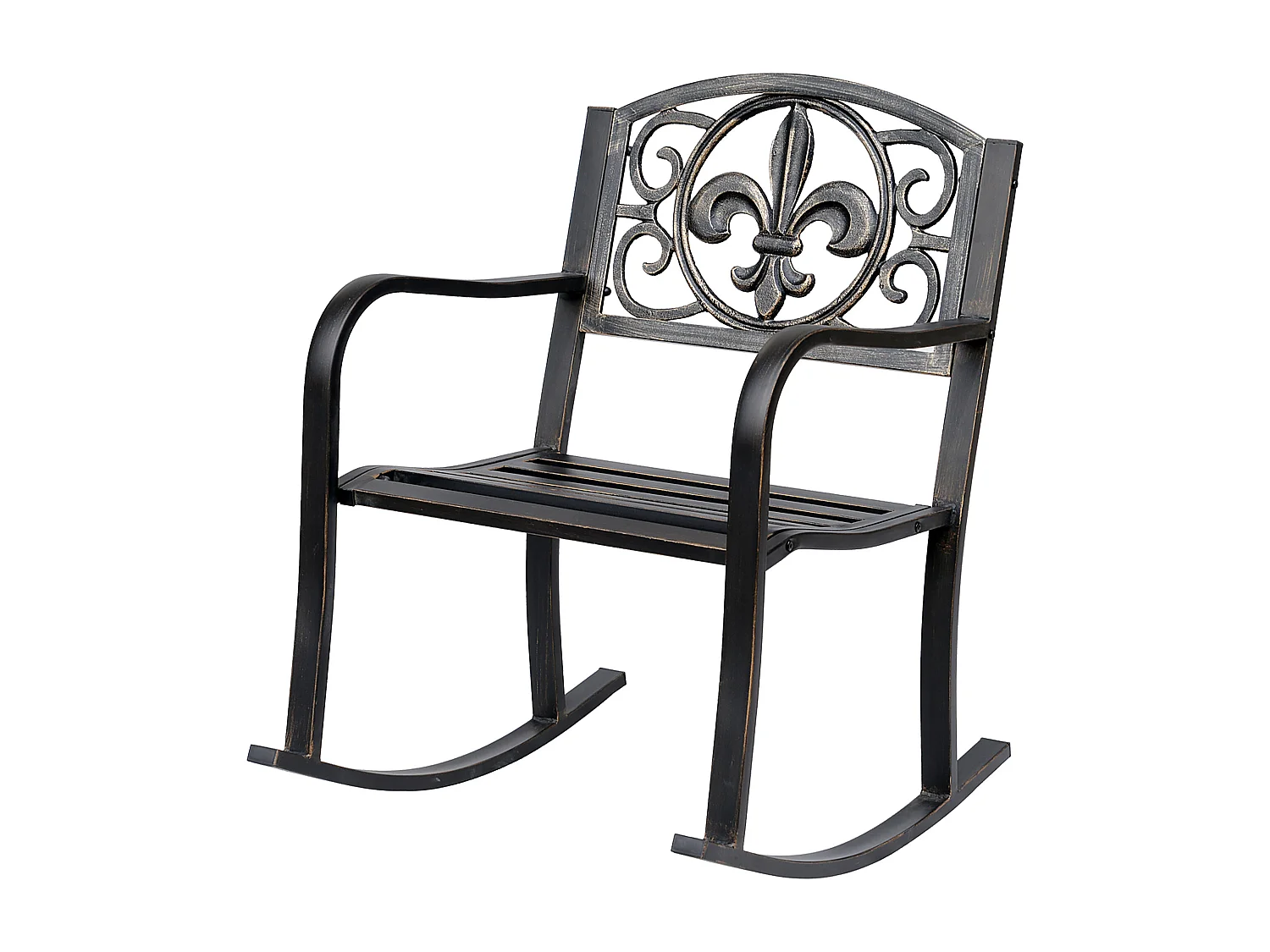 Antieke design metalen tuinschommelstoel, brons (60x73x85cm)