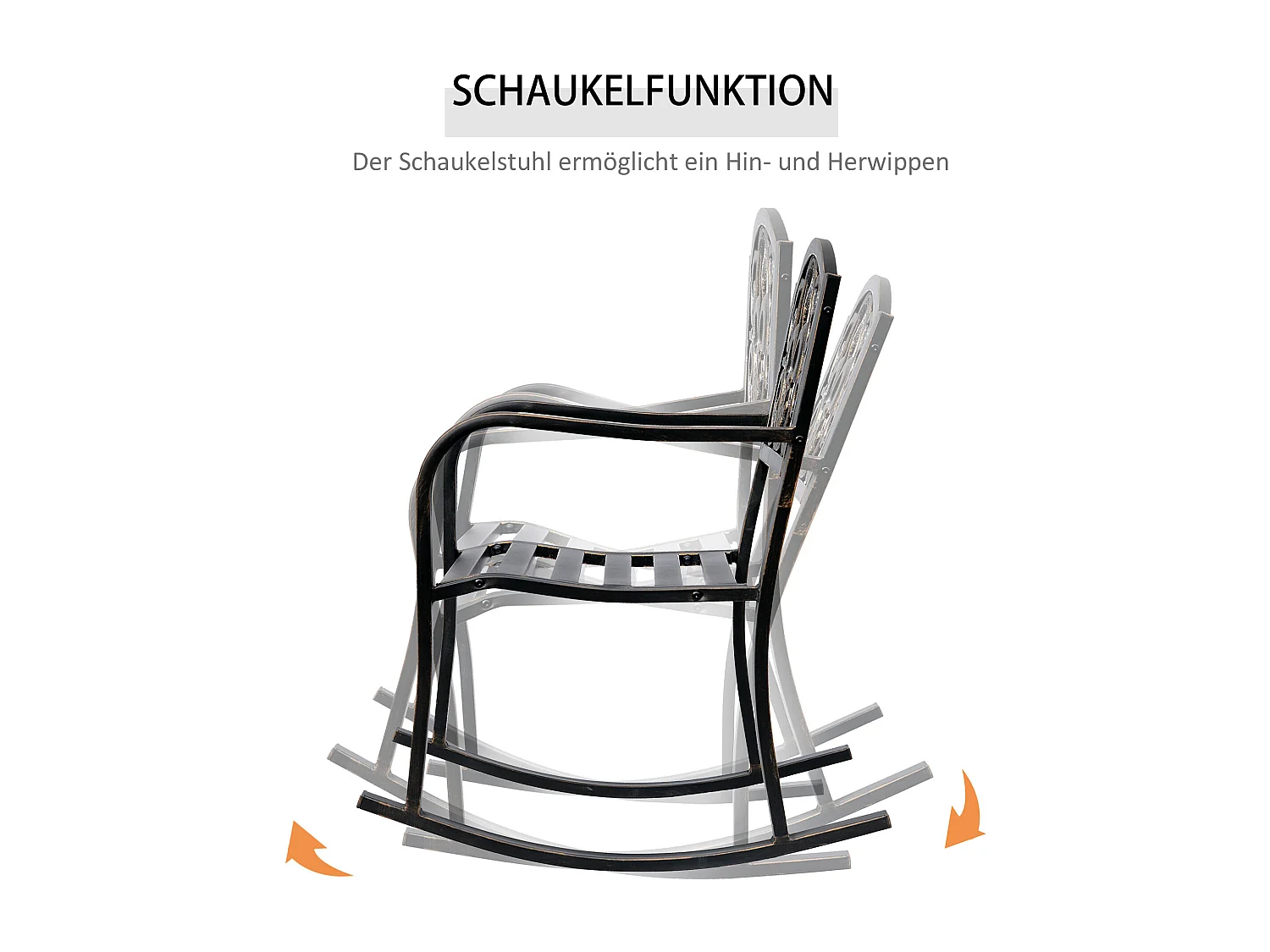 Antieke design metalen tuinschommelstoel, brons (60x73x85cm)