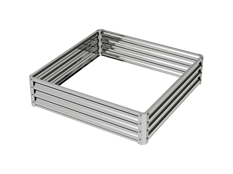 Bac de plantation en acier, résistant aux intempéries, pour jardin, terrasse, acier galvanisé, argent (120x120x30.5 cm)