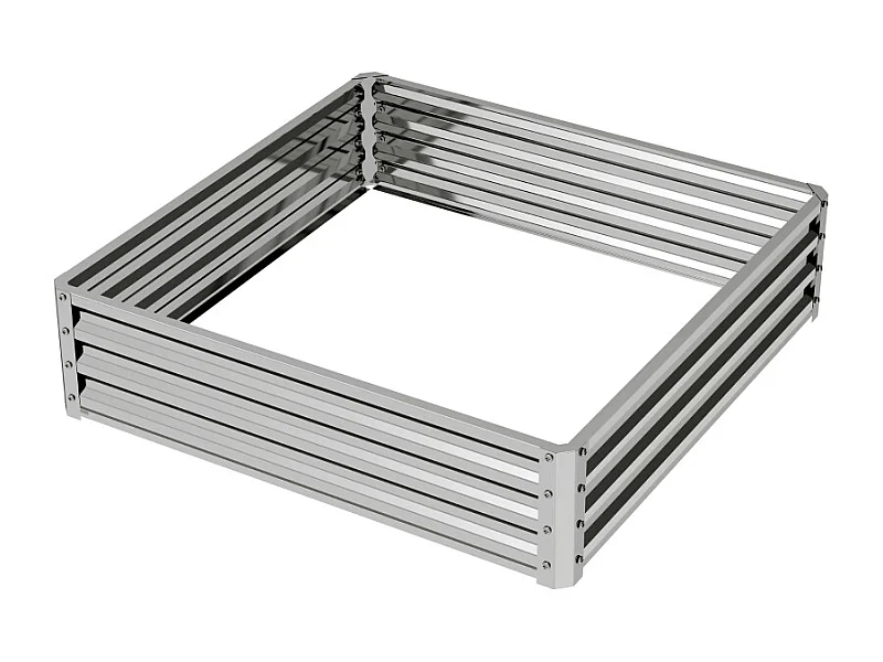 Bac de plantation en acier, résistant aux intempéries, pour jardin, terrasse, acier galvanisé, argent (120x120x30.5 cm)