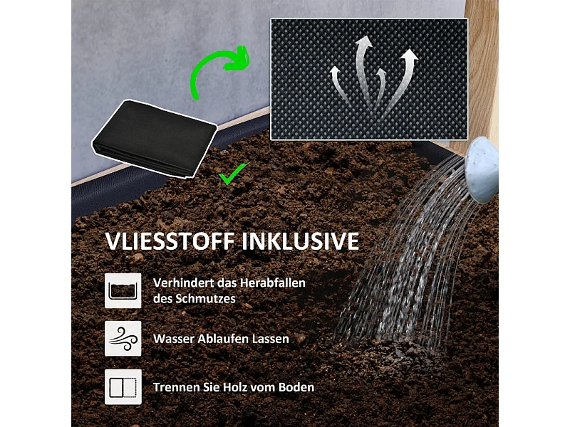 Jardin surélevé en bois, 4 niveaux, avec trous de drainage, bac à légumes pour jardin, balcon, bois naturel (88.5x45x140 cm)