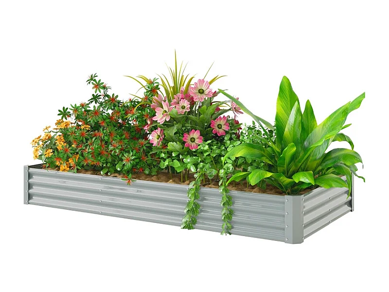 Weerbestendige stalen plantenbak met snijvaste randen, zilver (240x120x30 cm)