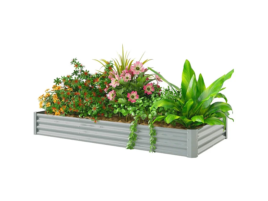Weerbestendige stalen plantenbak met snijvaste randen, zilver (240x120x30 cm)
