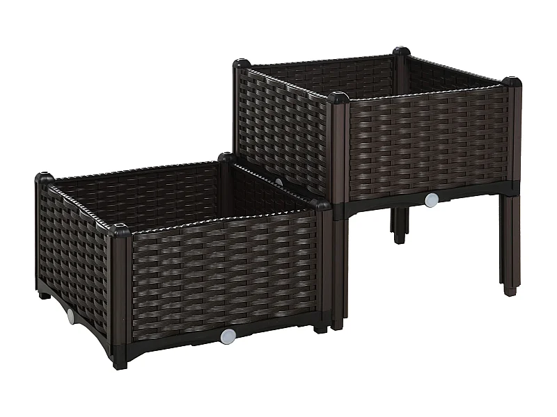 Dubbel effect rotan moestuin, polypropyleen, bruin (80x40x44cm)