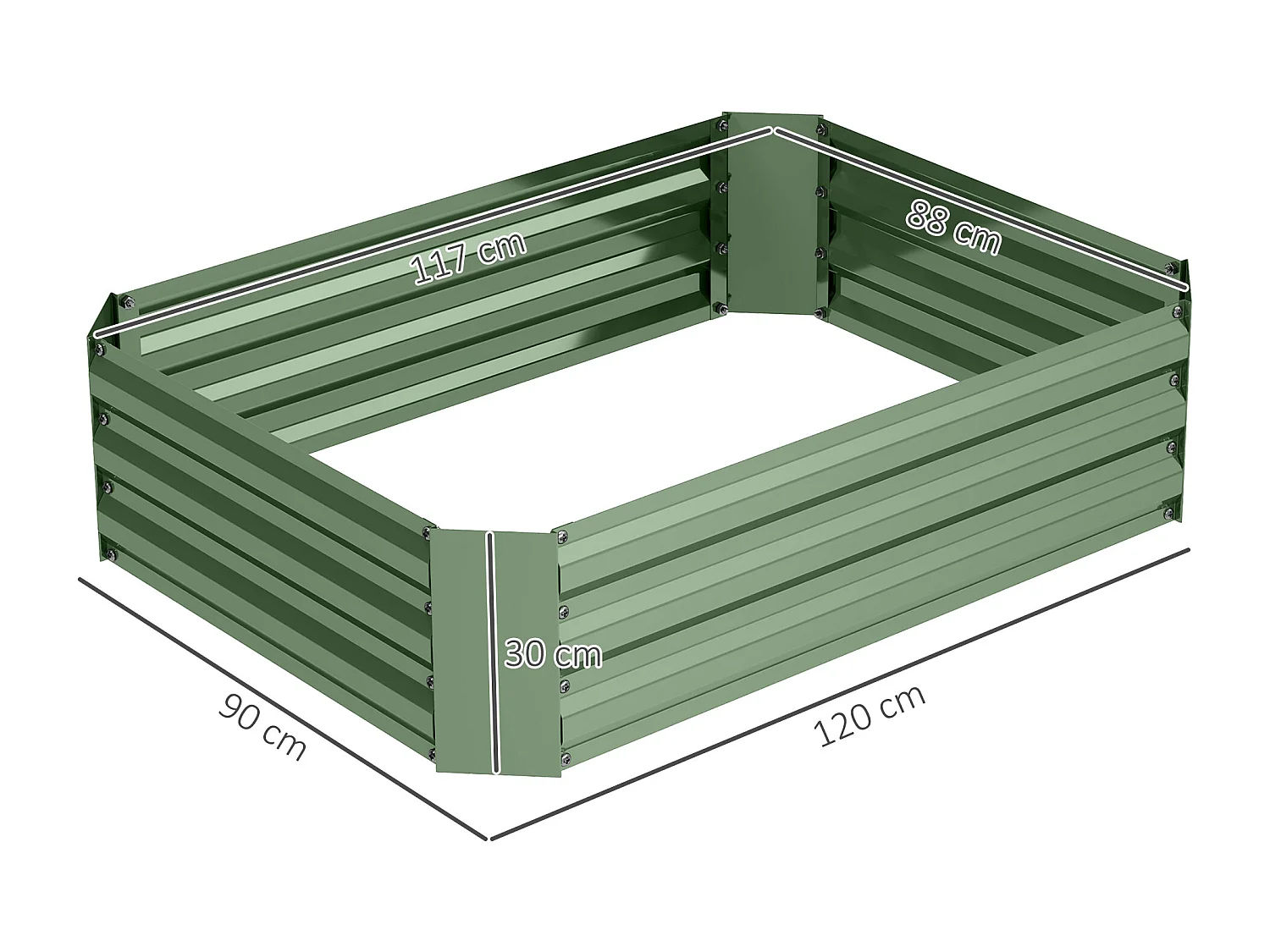 Bac à fleurs en acier, jardinière empilable, vert foncé, pour jardin, balcon, 120x90x30 cm