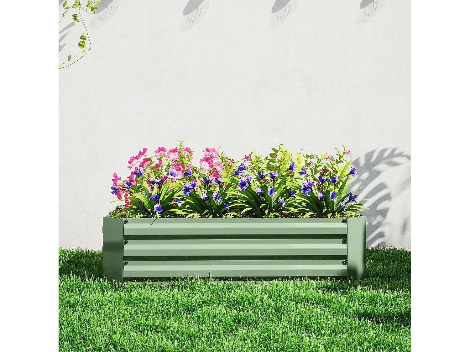 Bac à fleurs en acier, jardinière empilable, vert foncé, pour jardin, balcon, 120x90x30 cm
