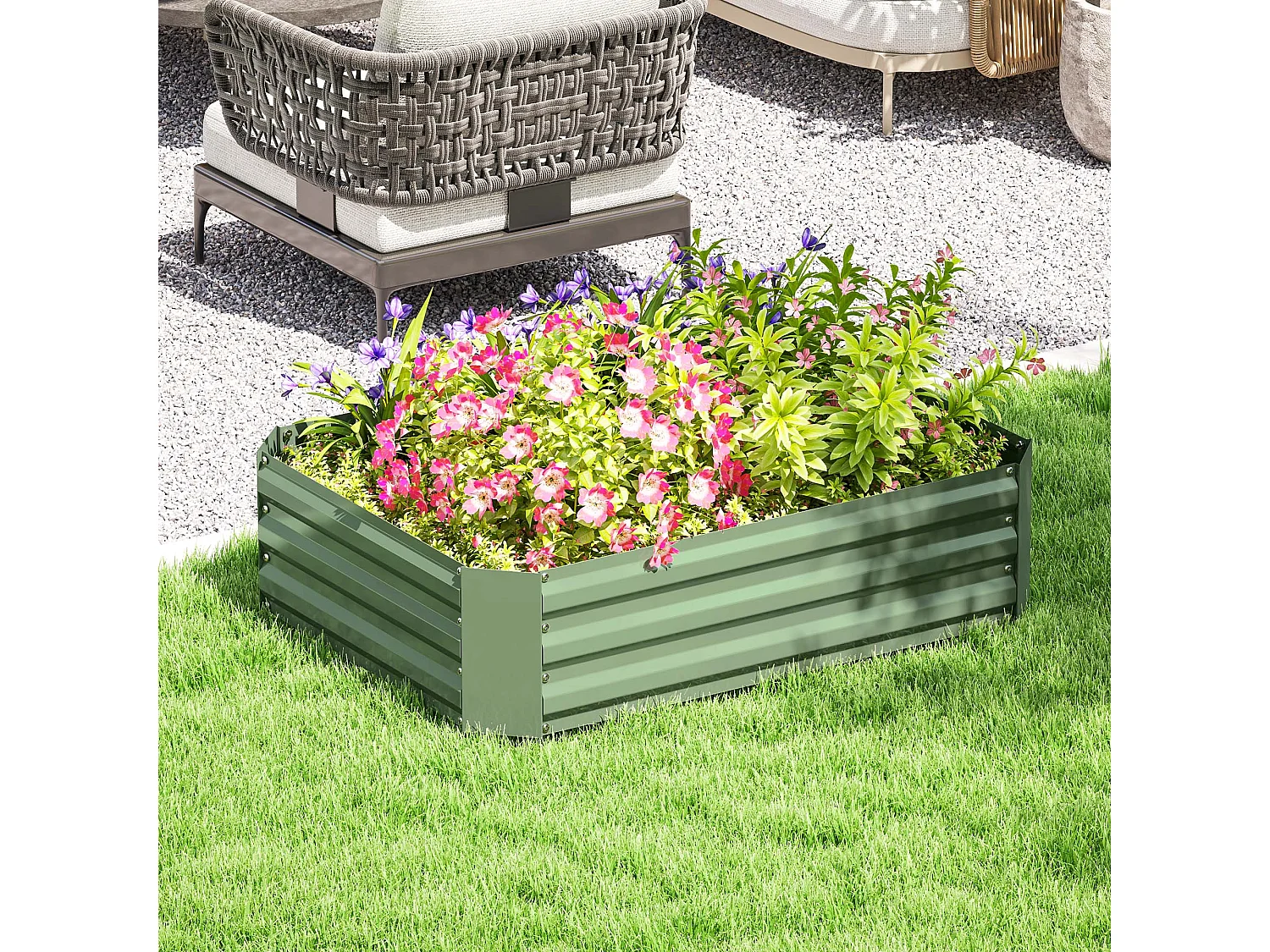Bac à fleurs en acier, jardinière empilable, vert foncé, pour jardin, balcon, 120x90x30 cm