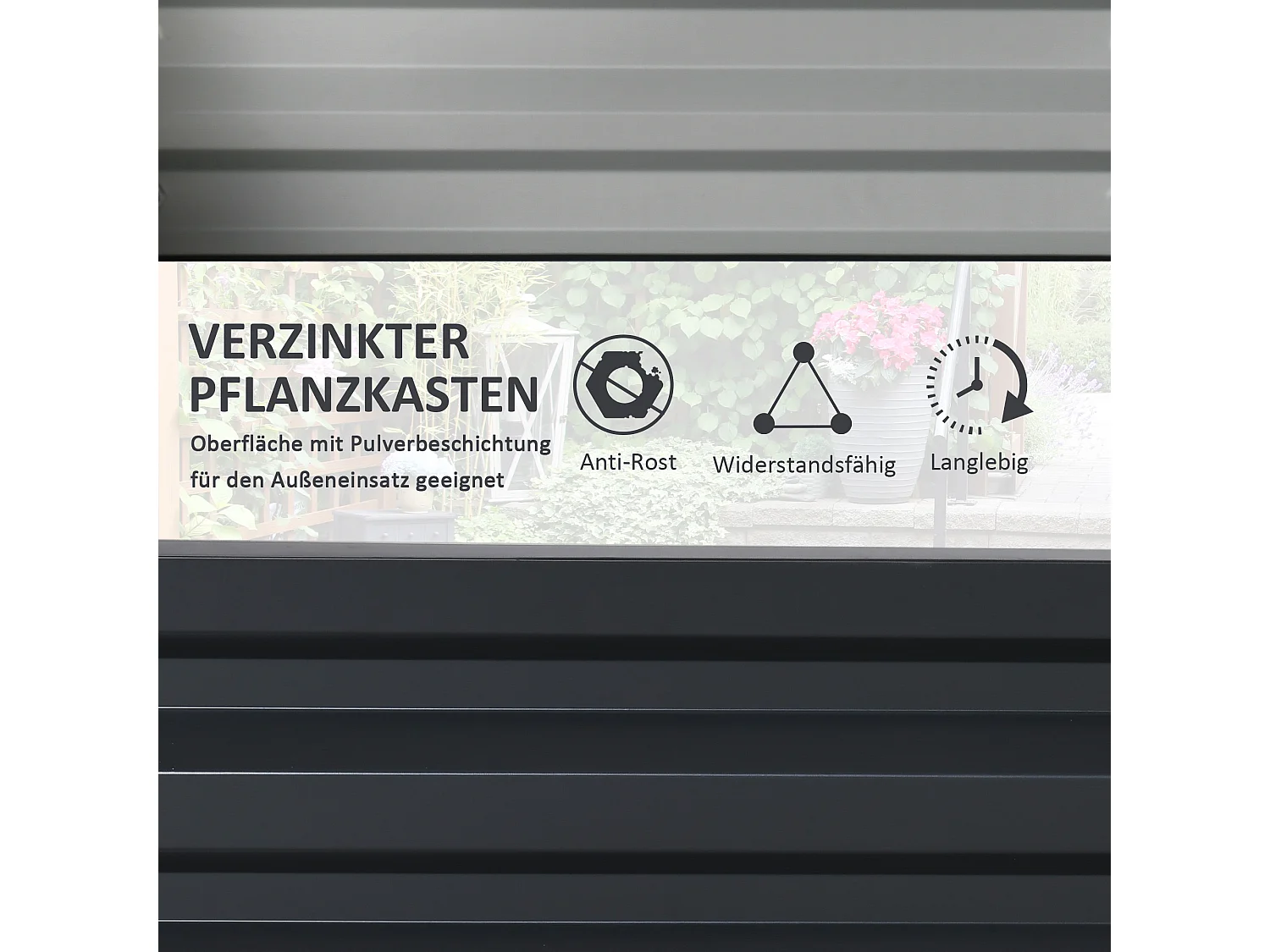 Metalen plantenbak, duurzaam, modern design, grijs (120x120x30 cm)