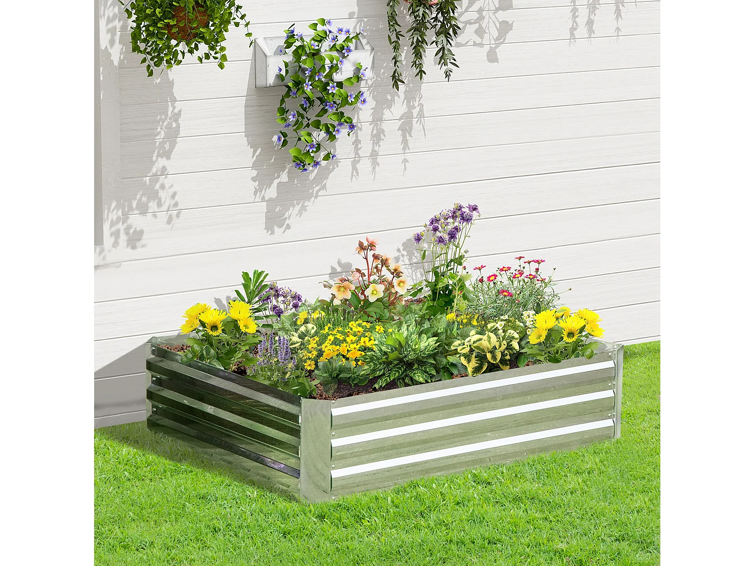 Hochbeet Gartenbeet aus verzinktem Stahl Silber (120x90x30 cm)