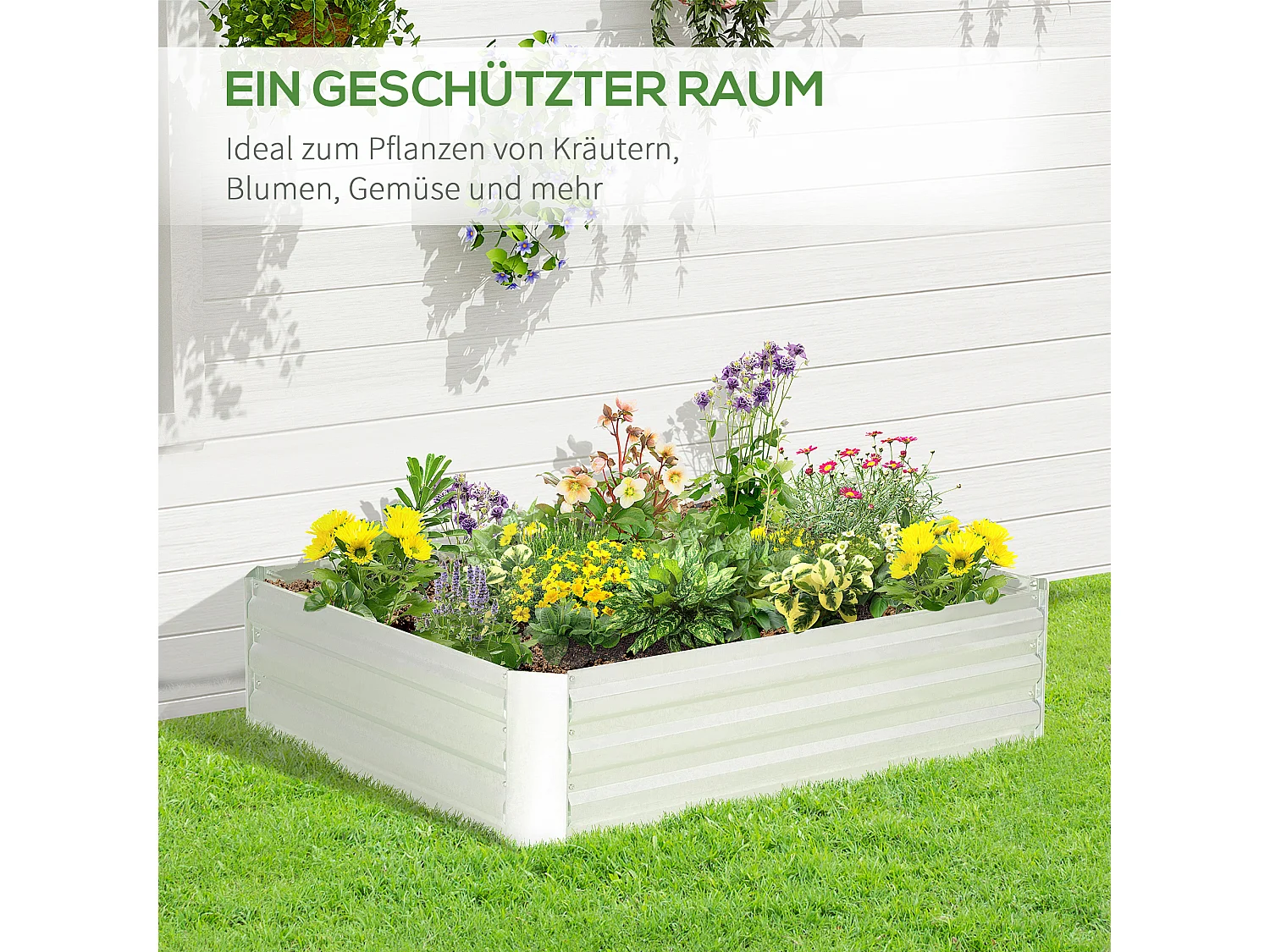 Hochbeet Gartenbeet aus verzinktem Stahl Silber (120x90x30 cm)