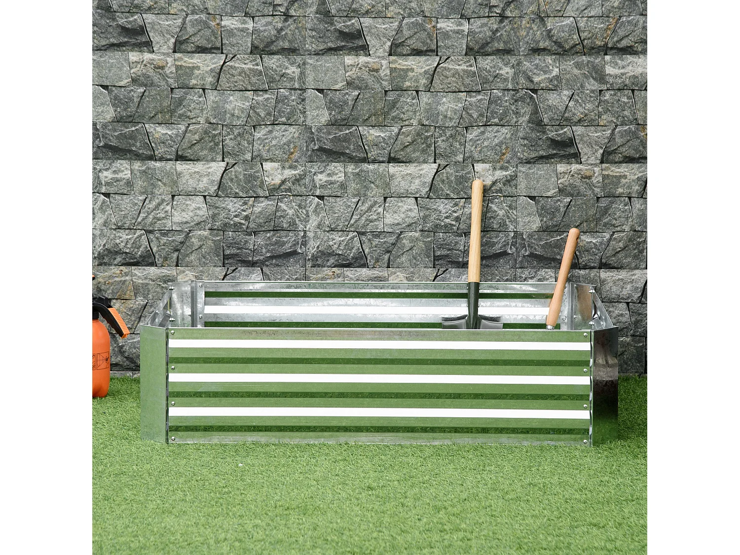 Hochbeet Gartenbeet aus verzinktem Stahl Silber (120x90x30 cm)