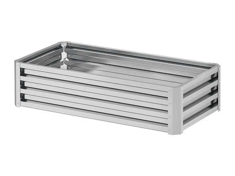 Jardinière surélevée en acier, résistante aux intempéries, pour jardin, balcon, acier galvanisé, argent (120x60x30.5 cm)