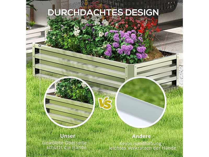 Jardinière surélevée en acier, résistante aux intempéries, pour jardin, balcon, acier galvanisé, argent (120x60x30.5 cm)