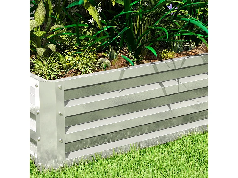 Jardinière surélevée en acier, résistante aux intempéries, pour jardin, balcon, acier galvanisé, argent (120x60x30.5 cm)
