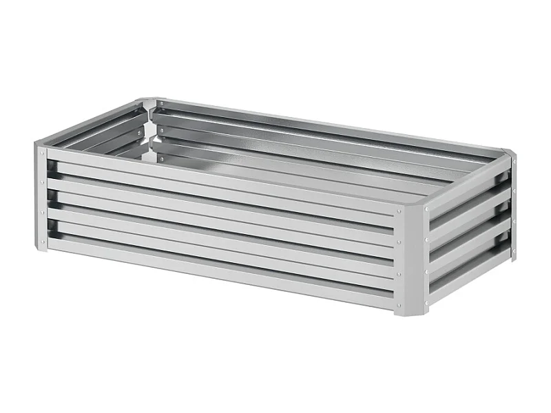 Hochbeet aus Stahl, wetterfest, für Garten, Balkon, verzinkter Stahl, silber (120x60x30,5 cm)