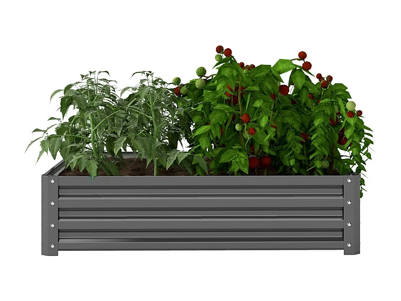 Bac à plantes avec fond ouvert, en acier, résistant aux intempéries, pour jardin et balcon, gris clair (120x120x30 cm)