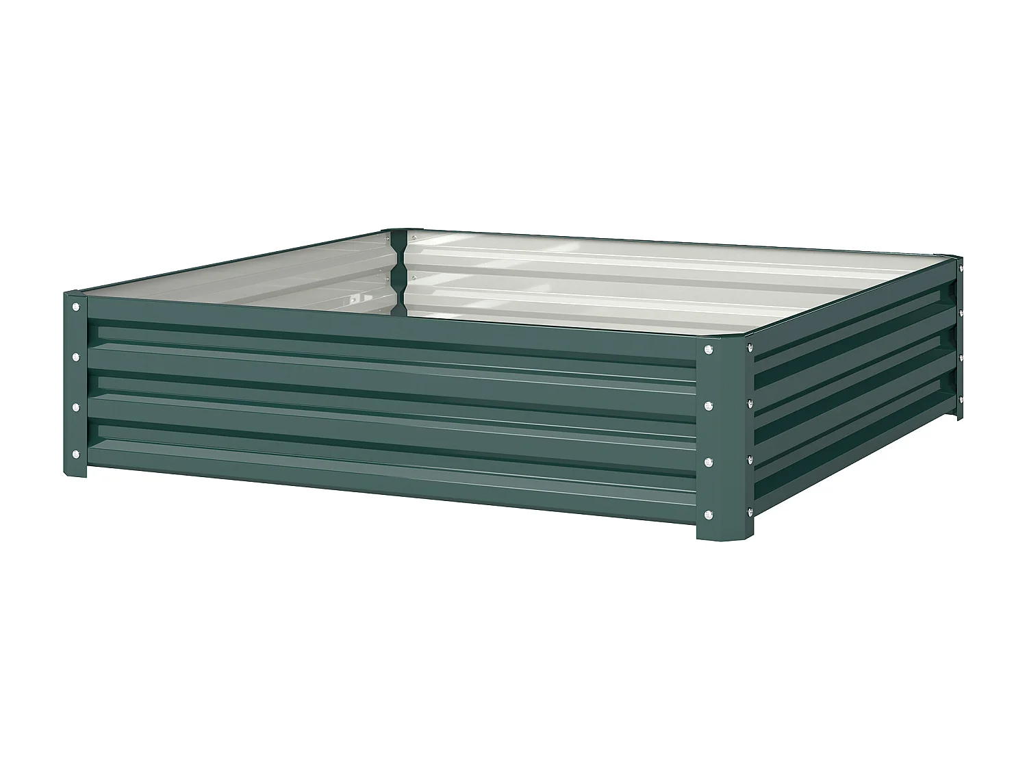 Verhoogde stalen bloembak, moestuin, voor terras en balkon, groen (120x120x30 cm)