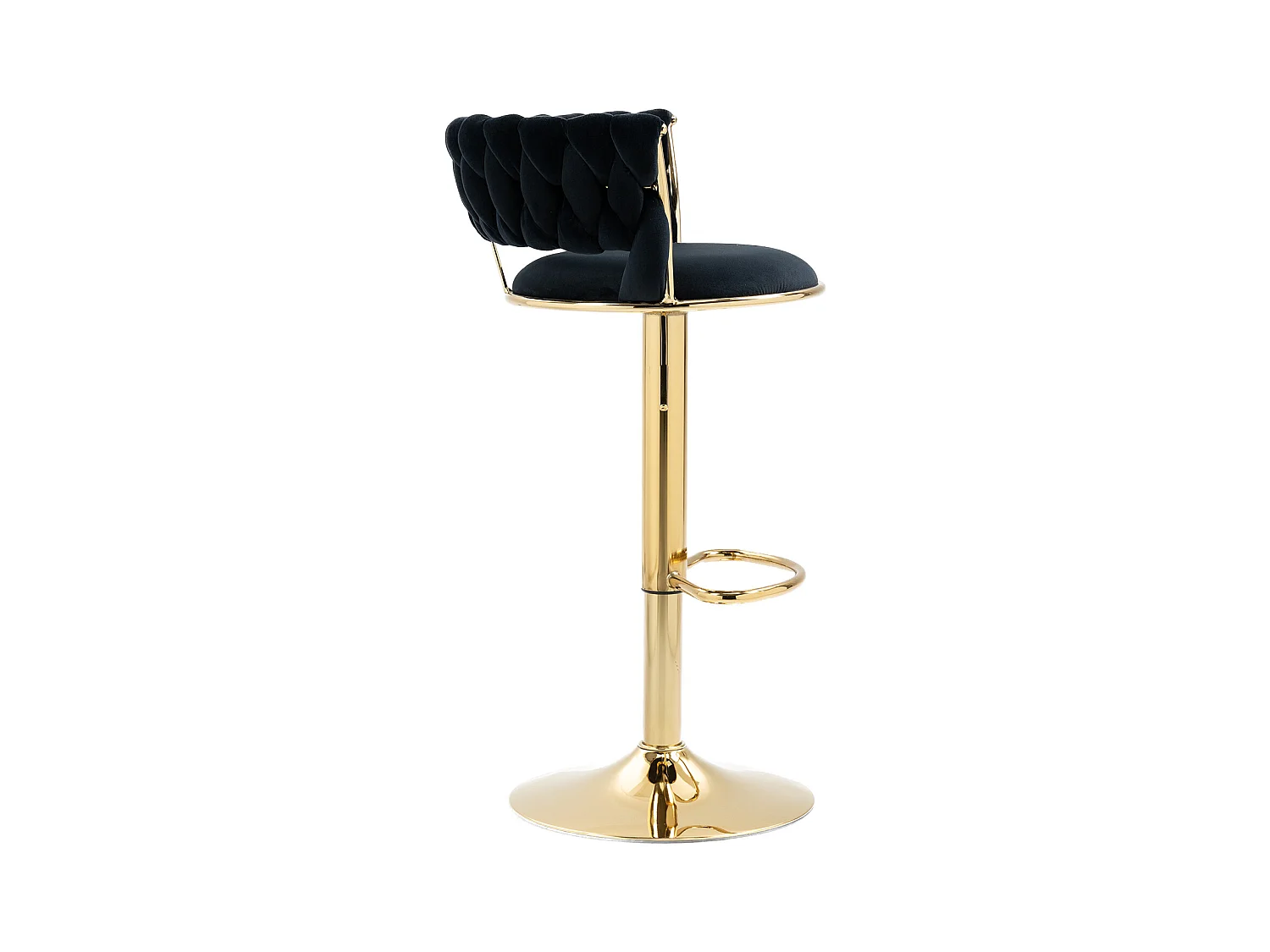Tabouret de bar pivotant 360° avec dossier, hauteur réglable, velours, noir, (54x46x78.5-97 cm)