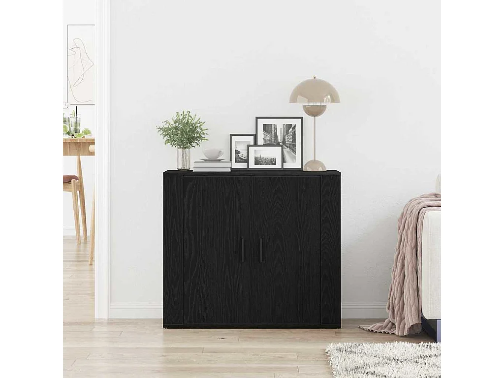 Buffet Chêne Noir 80x33x70 cm Bois Manufacturé