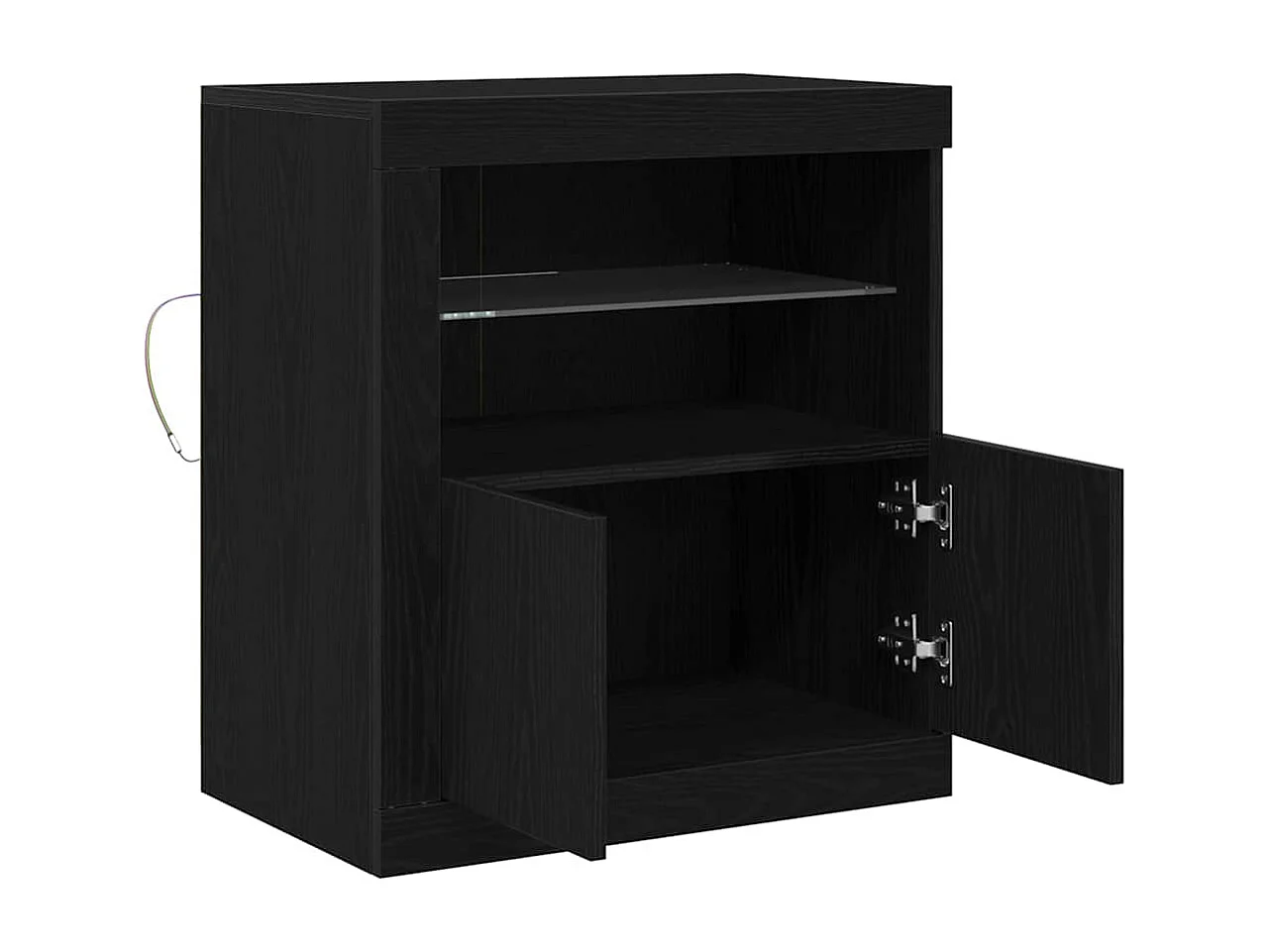 Buffet avec lumières LED Noir Chêne 60,5x37x67 cm