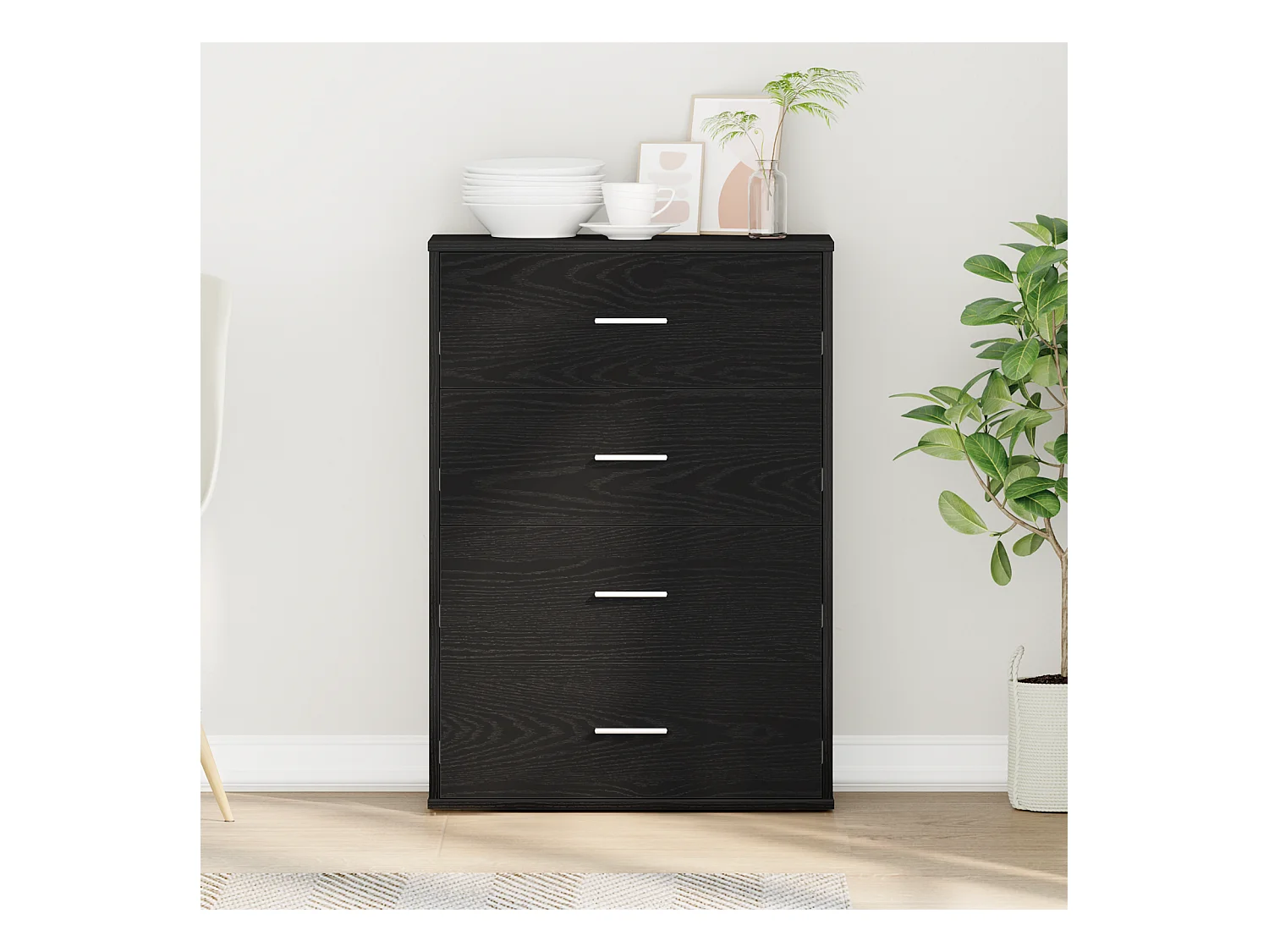 Zwarte eikenhouten dressoir 60 x 31 x 84 cm Spaanplaat