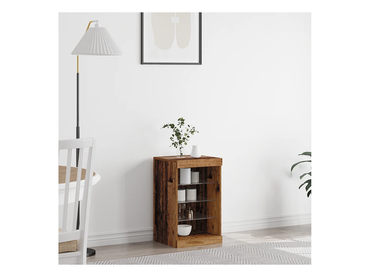 Buffet avec lumières LED Bois ancien 41x37x67 cm