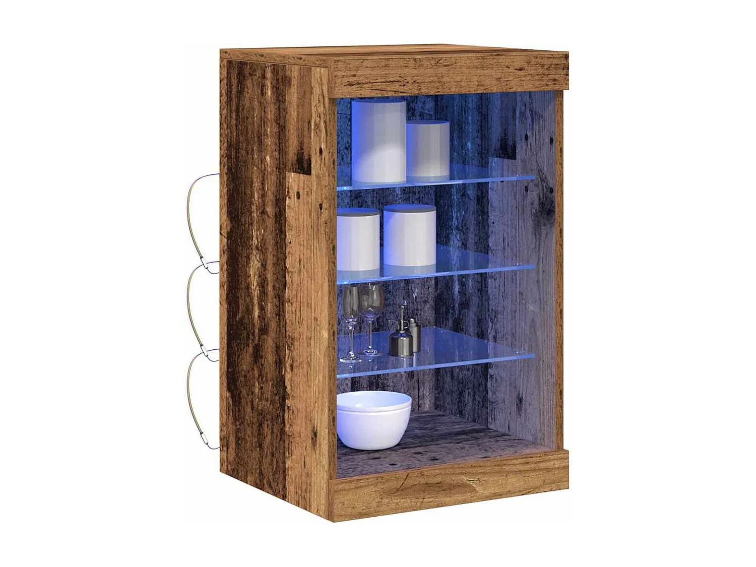 Buffet avec lumières LED Bois ancien 41x37x67 cm