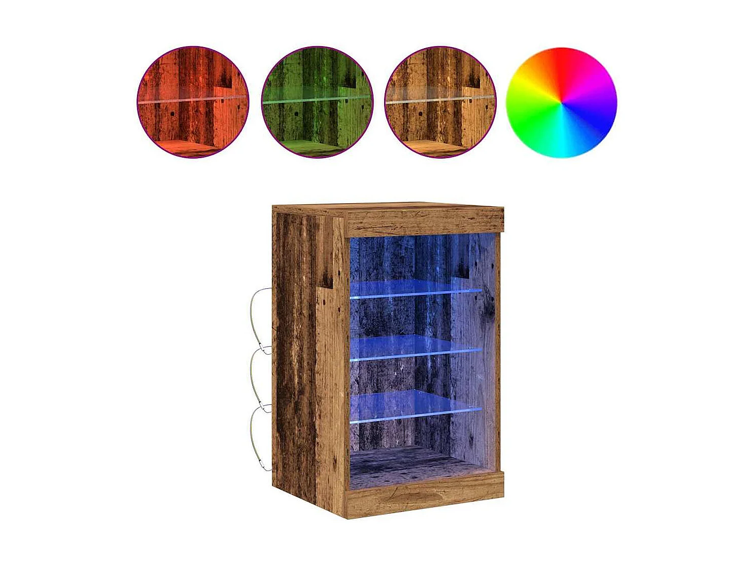 Buffet avec lumières LED Bois ancien 41x37x67 cm