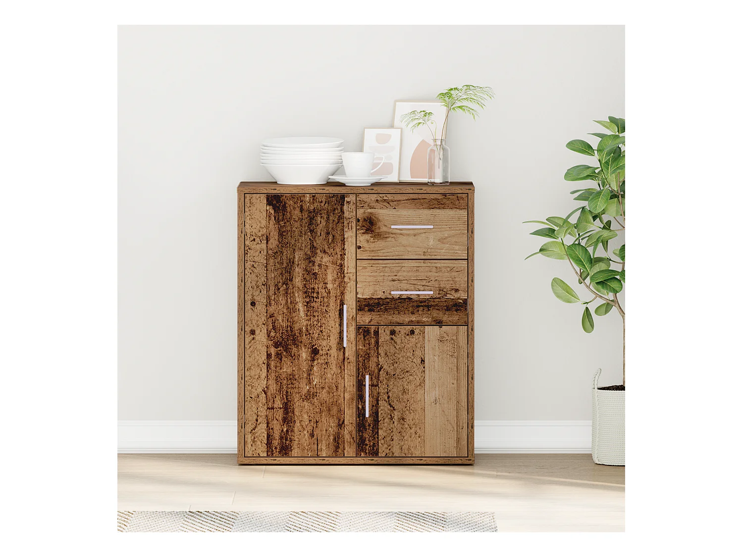 Credenza con cassetto Legno vecchio 60 x 31 x 70 cm Legno composito