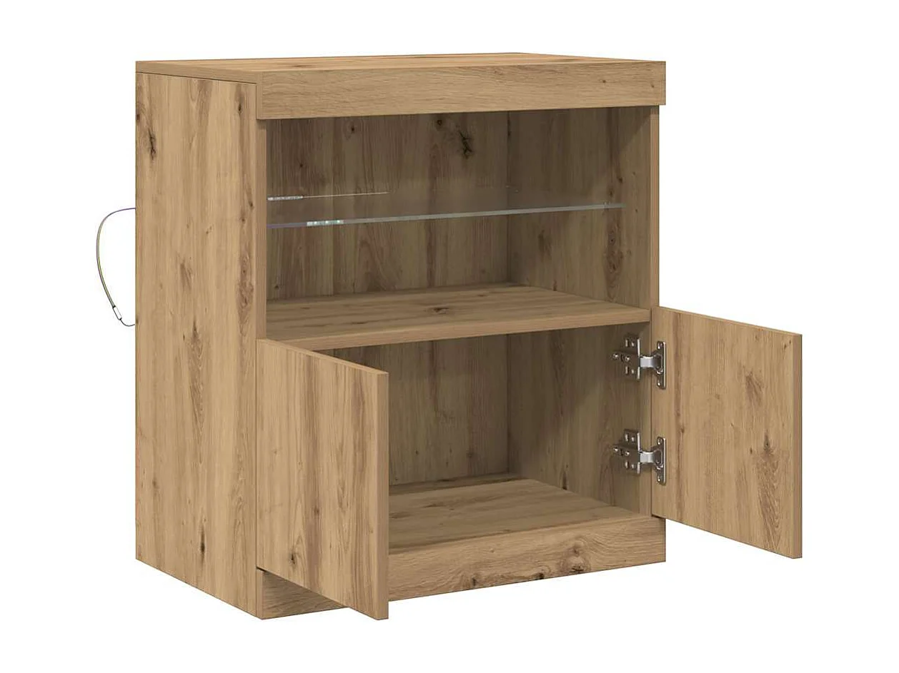 Buffet avec lumières LED Chêne Artisan 60x37x67 cm