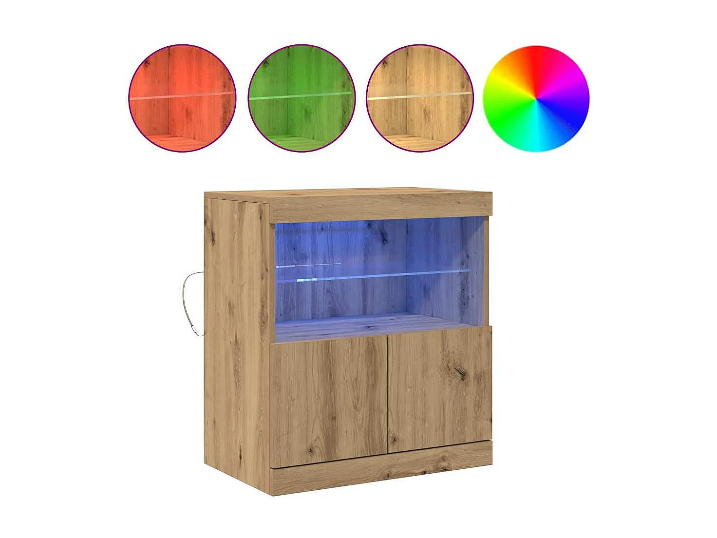 Buffet avec lumières LED Chêne Artisan 60x37x67 cm