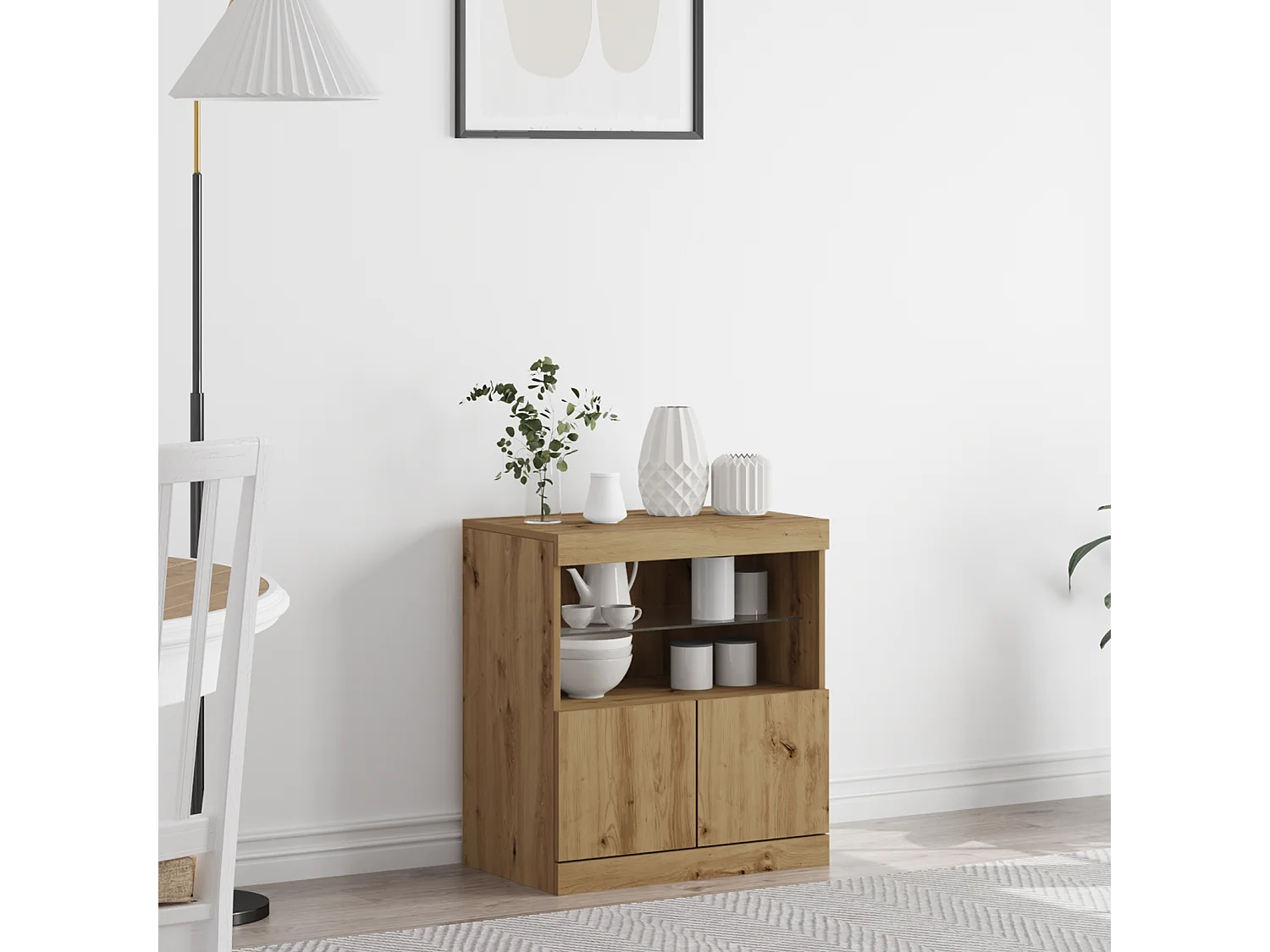 Buffet avec lumières LED Chêne Artisan 60x37x67 cm