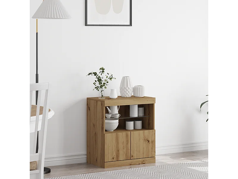 Buffet avec lumières LED Chêne Artisan 60x37x67 cm