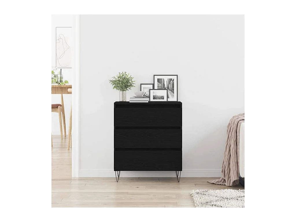 Buffet avec tiroirs Bois noir 60x35x70 cm Matériau en bois reconstitué