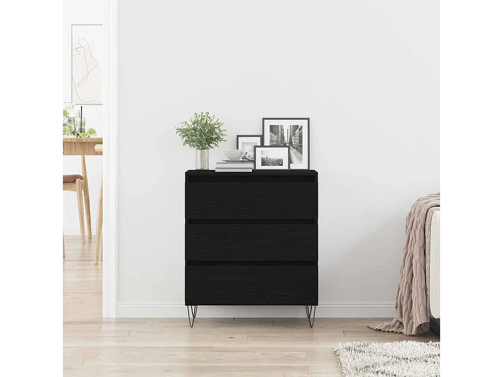 Buffet avec tiroirs Bois noir 60x35x70 cm Matériau en bois reconstitué