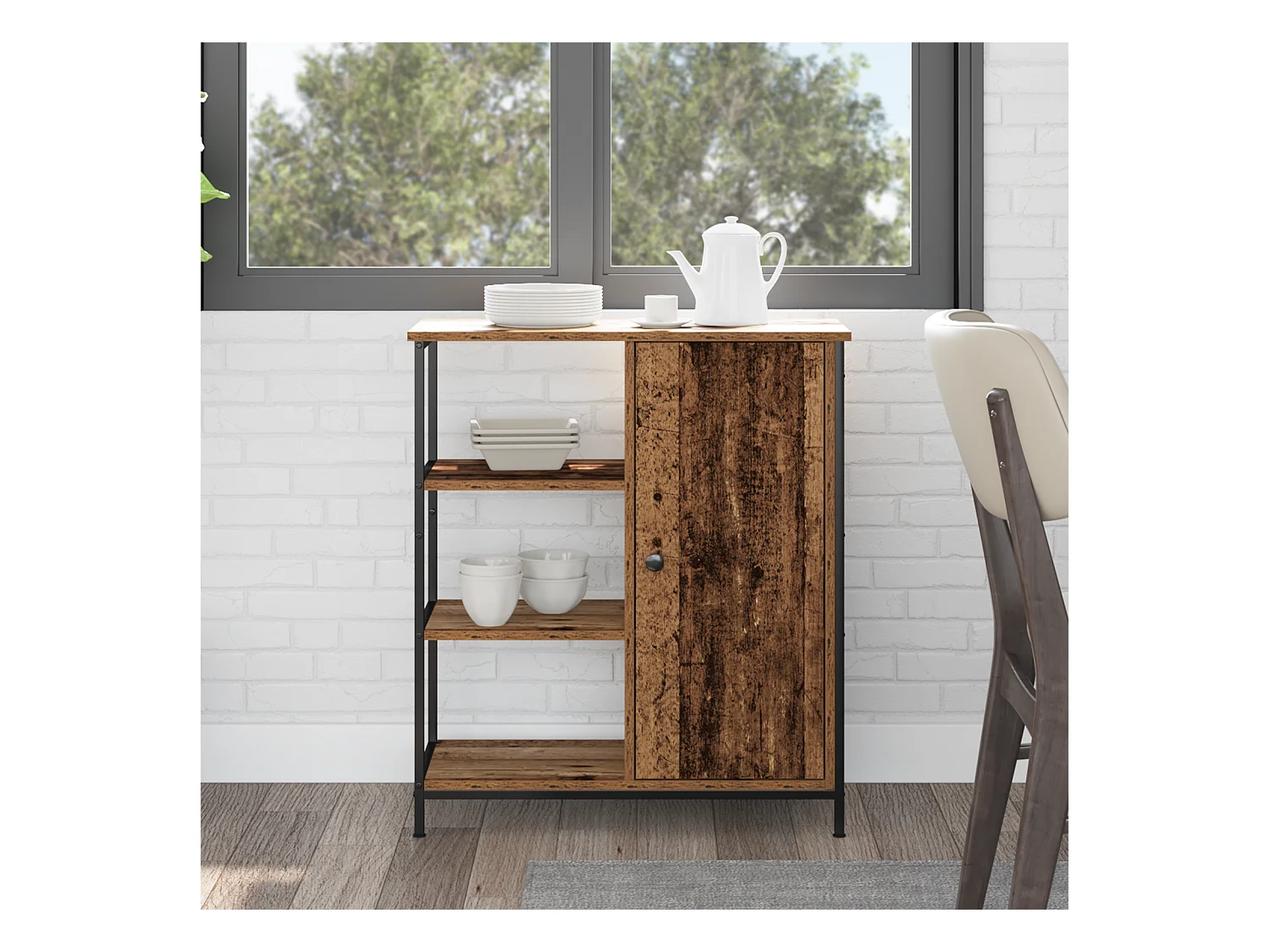 Etagère en bois ancien 70x30x80 cm en bois reconstitué