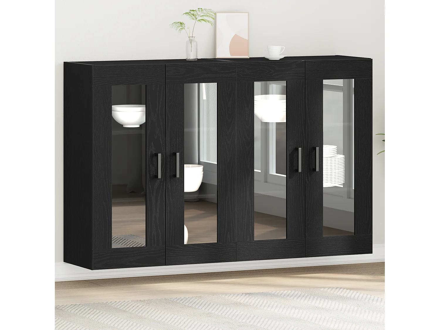 Meubles muraux 2 pièces Chêne Noir 69,5 x 34 x 90 cm en bois reconstitué